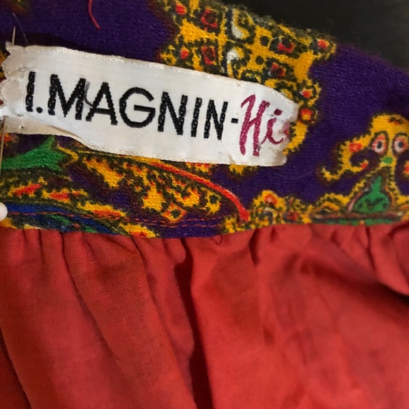 Vtg. 70 s Ellen Tracy for I Magnin 3 tier Psychedelic Gypsy Skirt - Sz. L - Picture 5 of 13